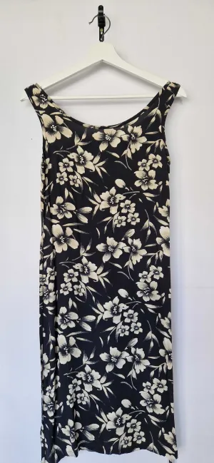 1990's Old Navy Black & White Floral Dress