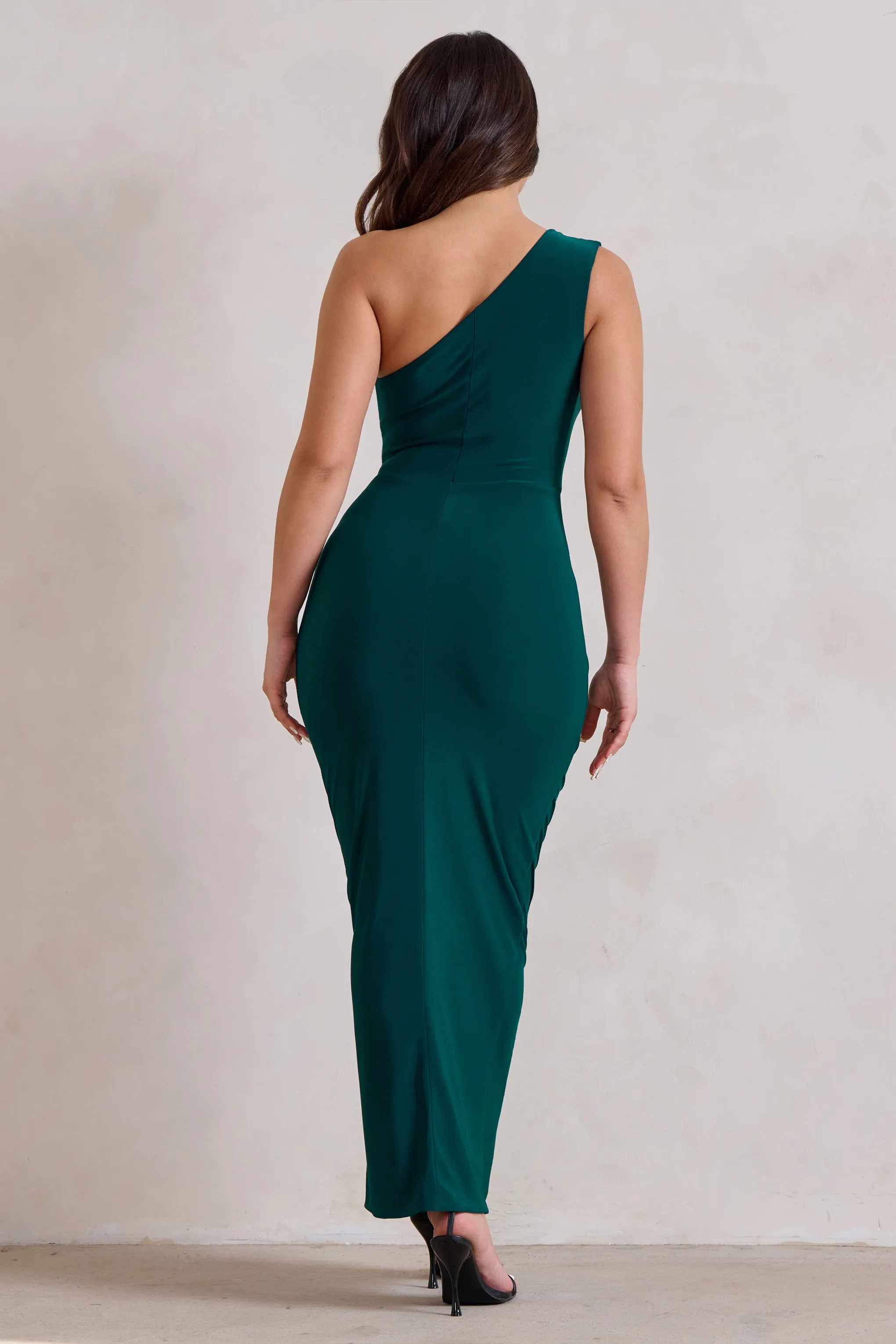 Athena | Bottle Green One Shoulder Maxi Dress