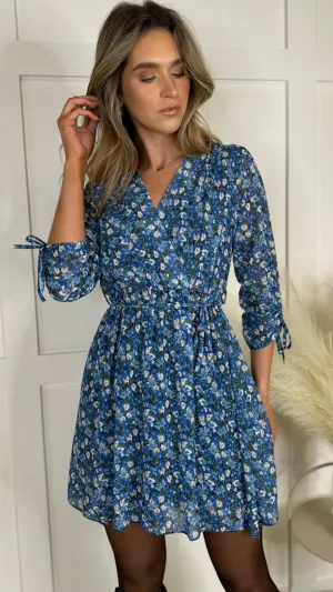 Bella Blue Floral Printed Mini Dress