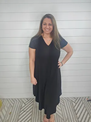 BLACK V NECK MAXI DRESS