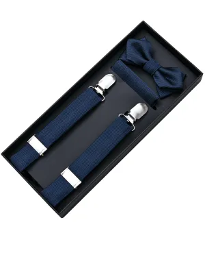 Blue Lined Suspenders Set