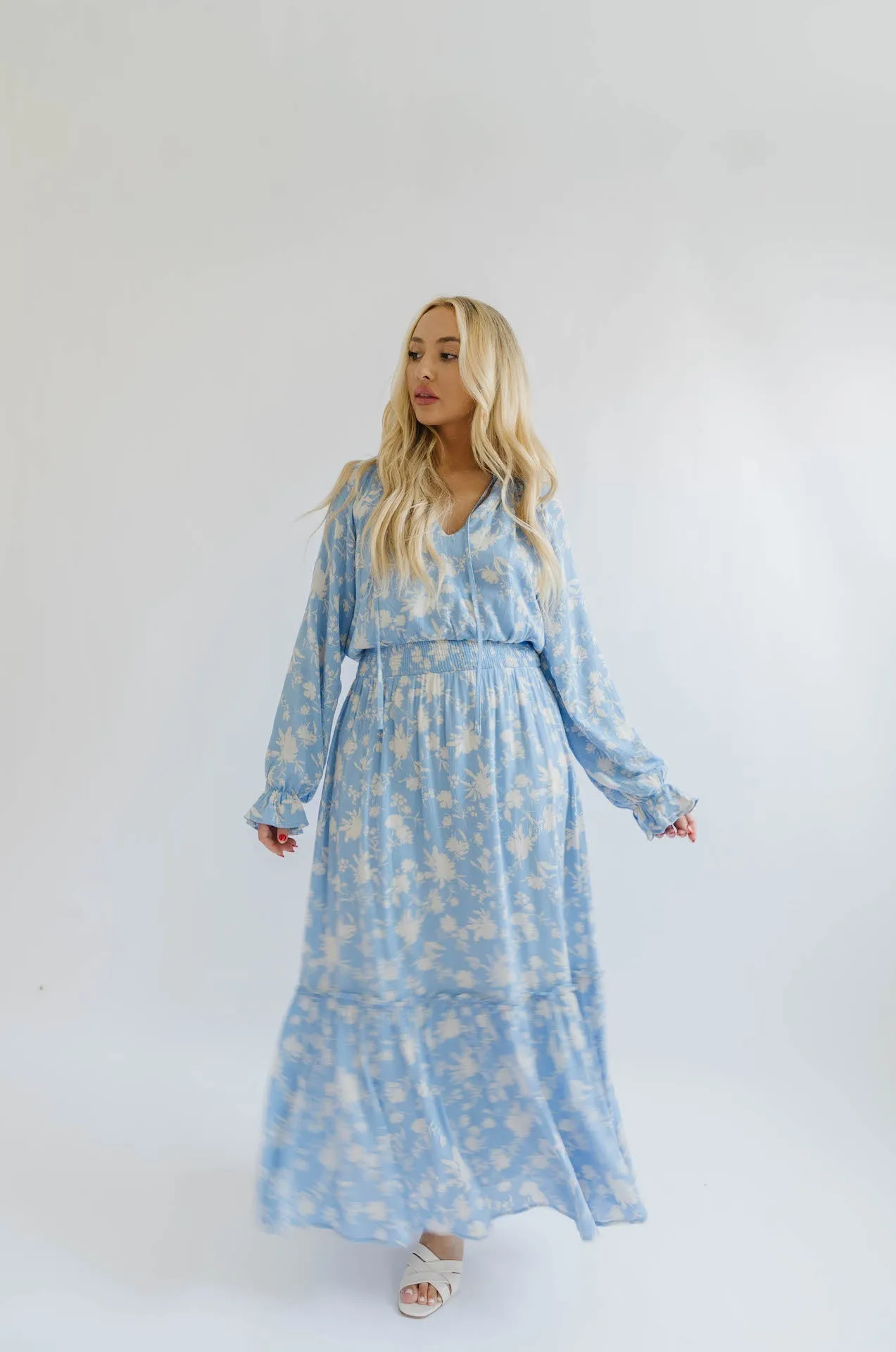 Charlize Floral Print Long Sleeve Maxi Dress