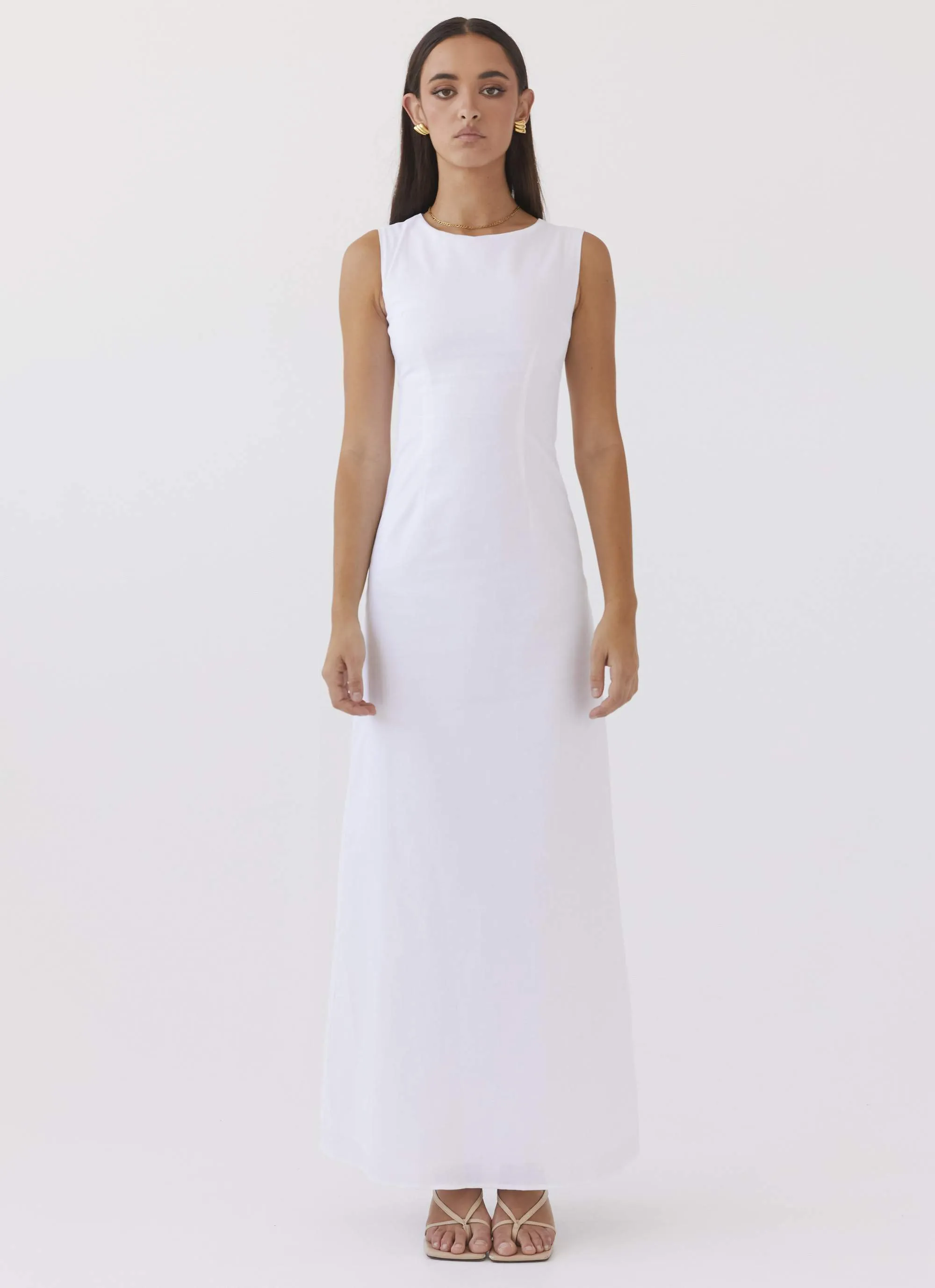 Eloise High Neck Maxi Dress - White