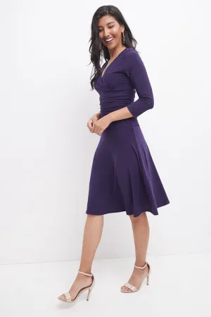 Form-fitting 3/4 Sleeve Dress with Ruching