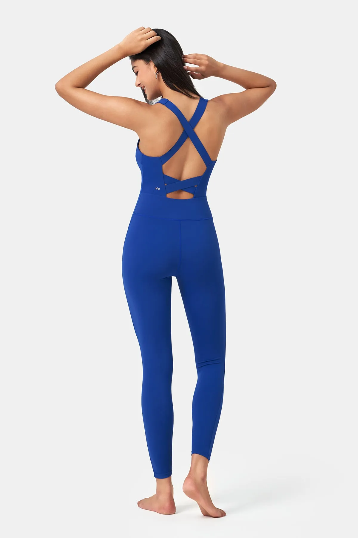 Form-Fitting Cross-Back Jumpsuit with Full-Length Pants