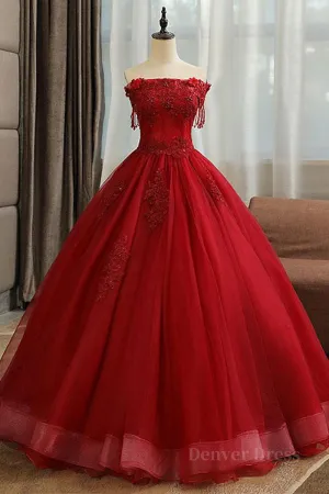 Gorgeous Strapless Burgundy Lace Beaded Long Prom Dress Lace Burgundy Formal Evening Dress Burgundy Lace Ball Gown