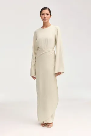 Hanadi Wrap Maxi Dress - Beige