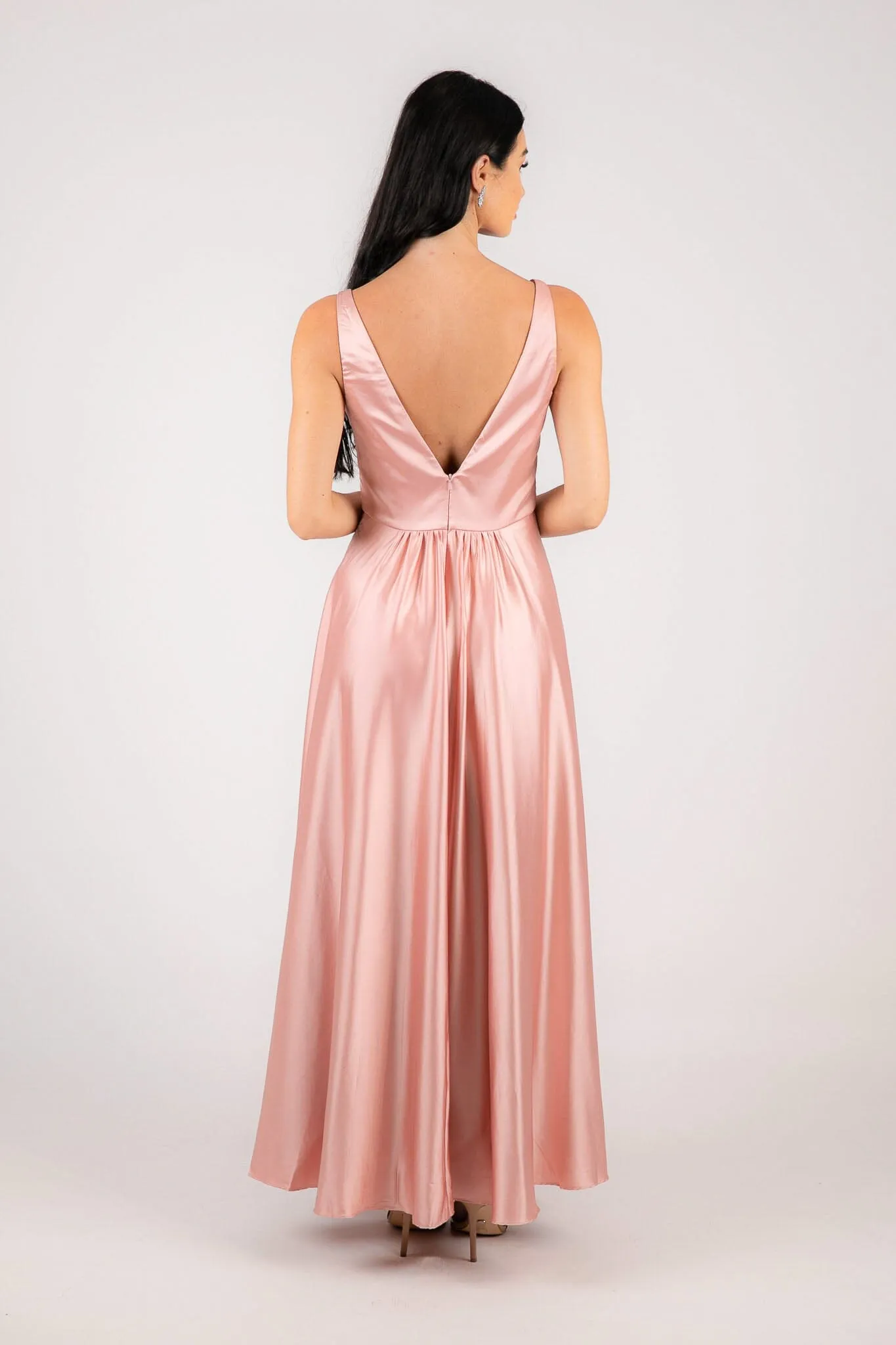 ISABEL A-Line Satin Maxi Dress - Pink