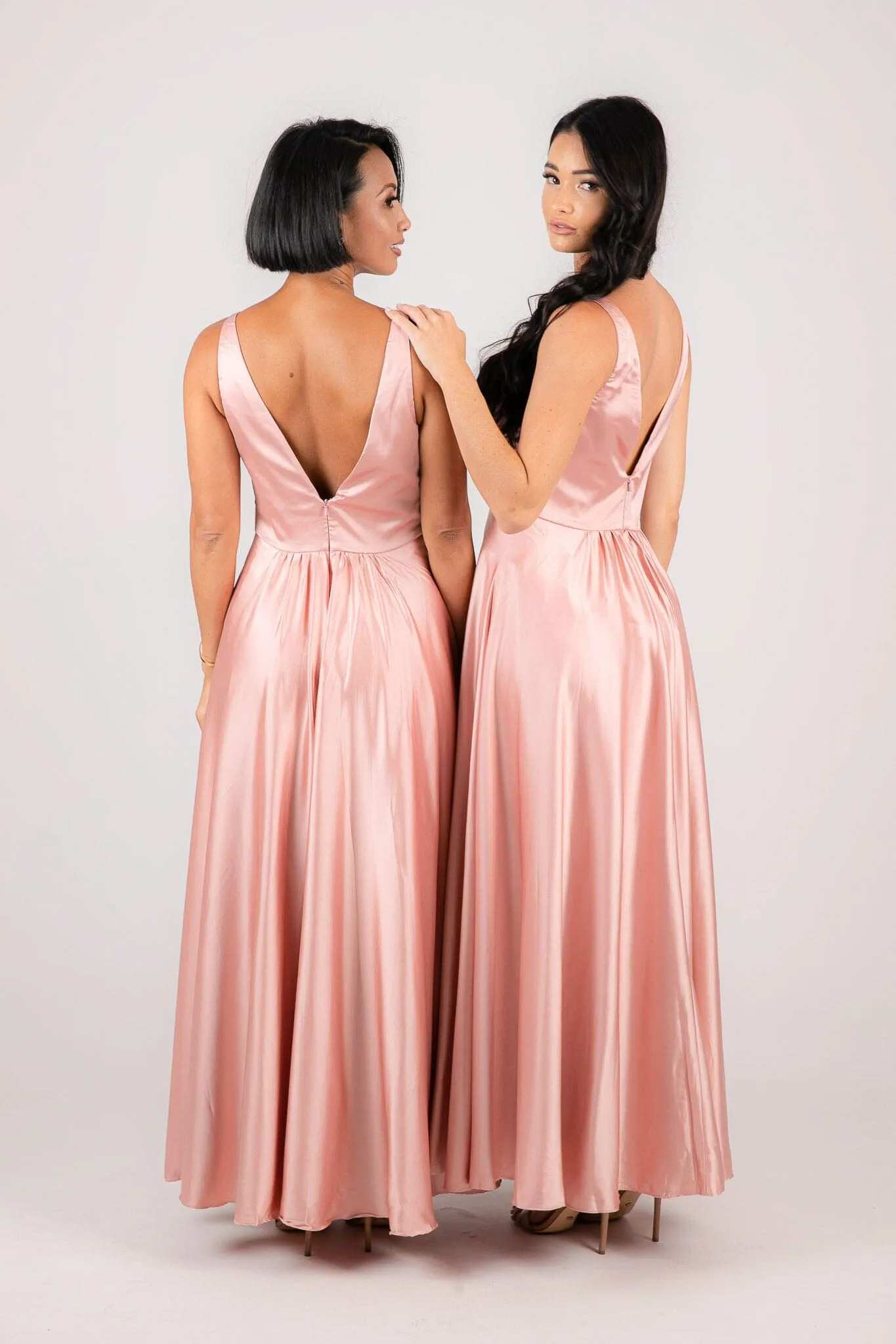 ISABEL A-Line Satin Maxi Dress - Pink