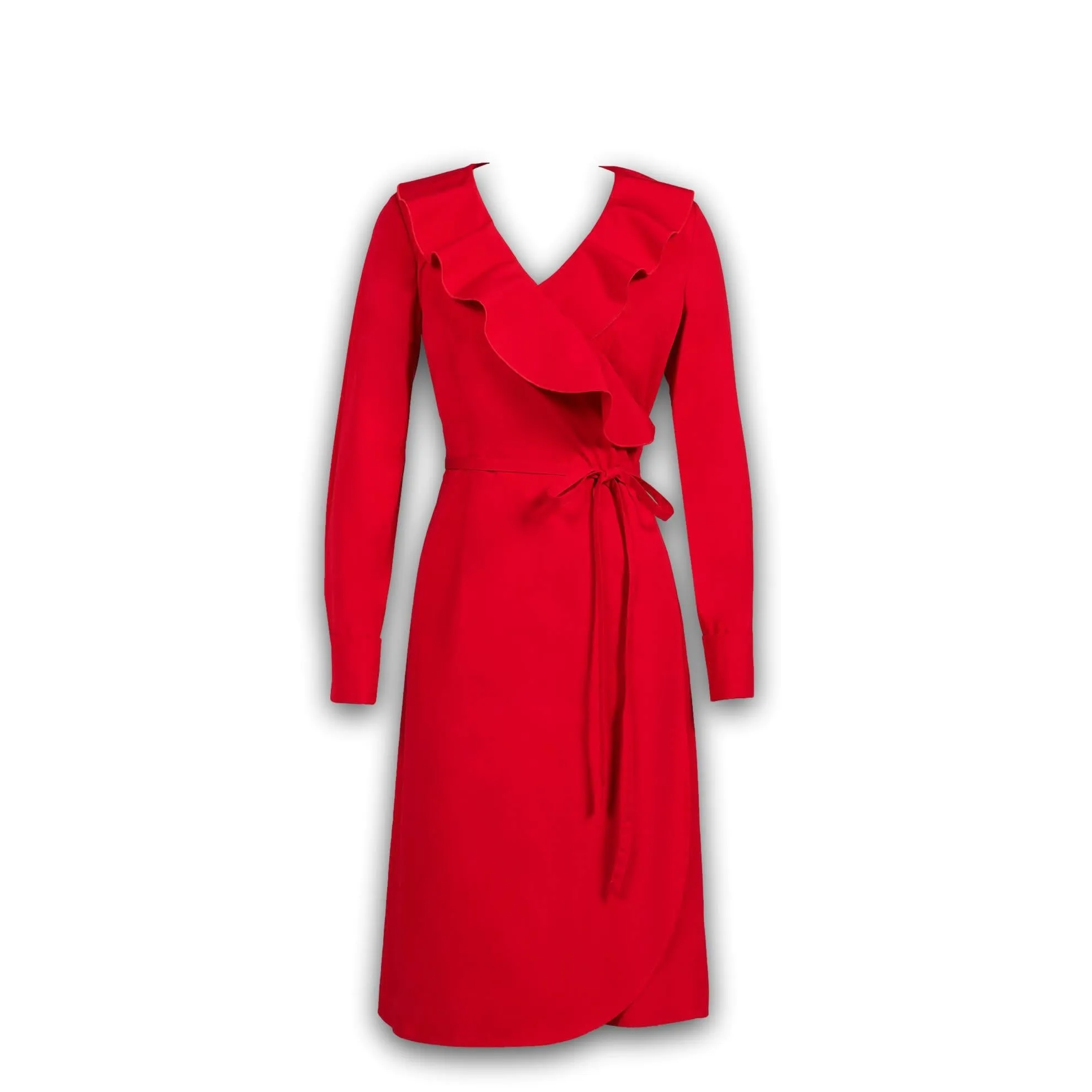 J. Peterman Women's Long Sleeve Ruffle Wrap Dress