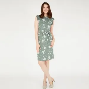 Khaki Pretty Posy Print Shirt Dress