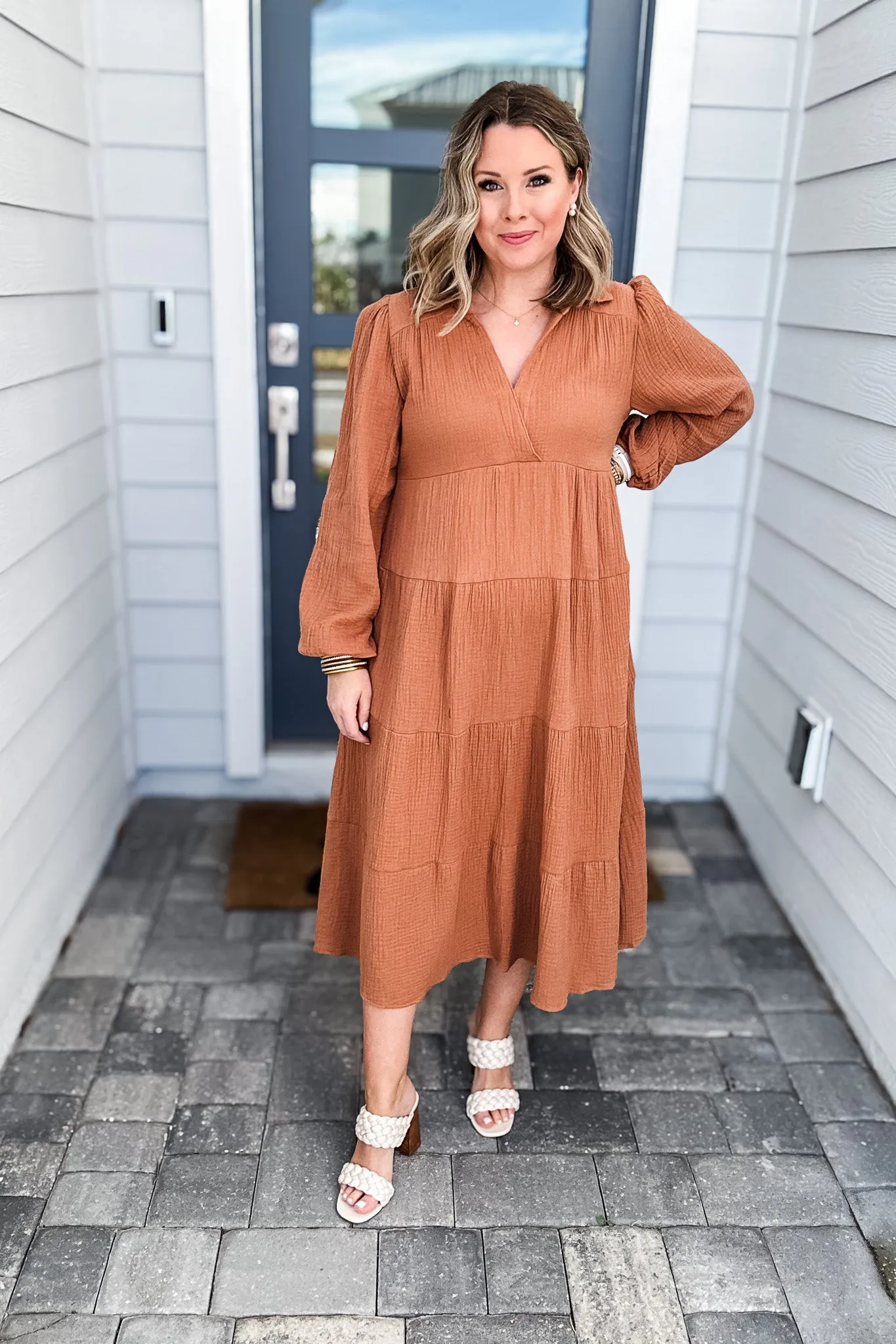 Rush Around Gauze Maxi Dress - Pecan