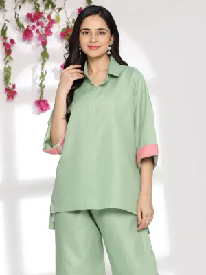 Sagegreen CottonSlub ShirtTop