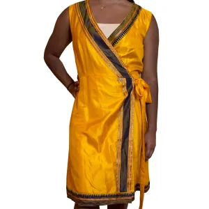 Sona Gold - Silk Sari Fabric Wrap Dress