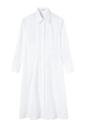 White Panel Detail Midi Shirt Dress