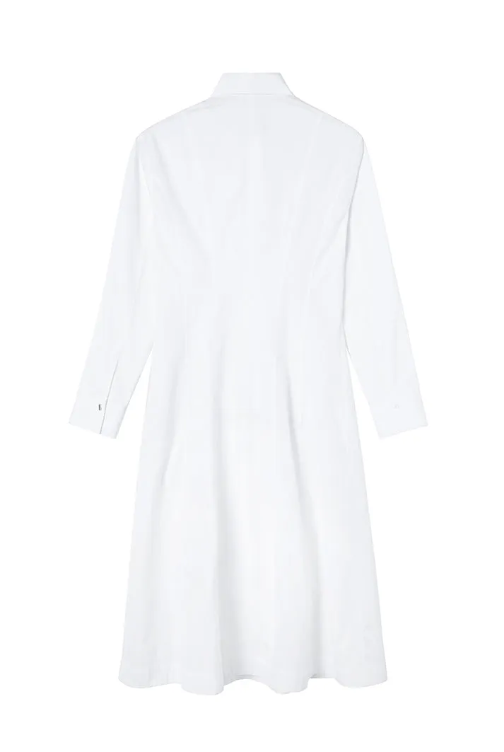 White Panel Detail Midi Shirt Dress