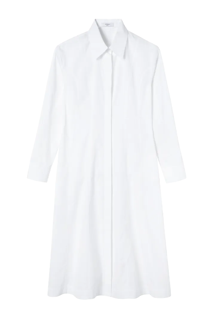 White Panel Detail Midi Shirt Dress